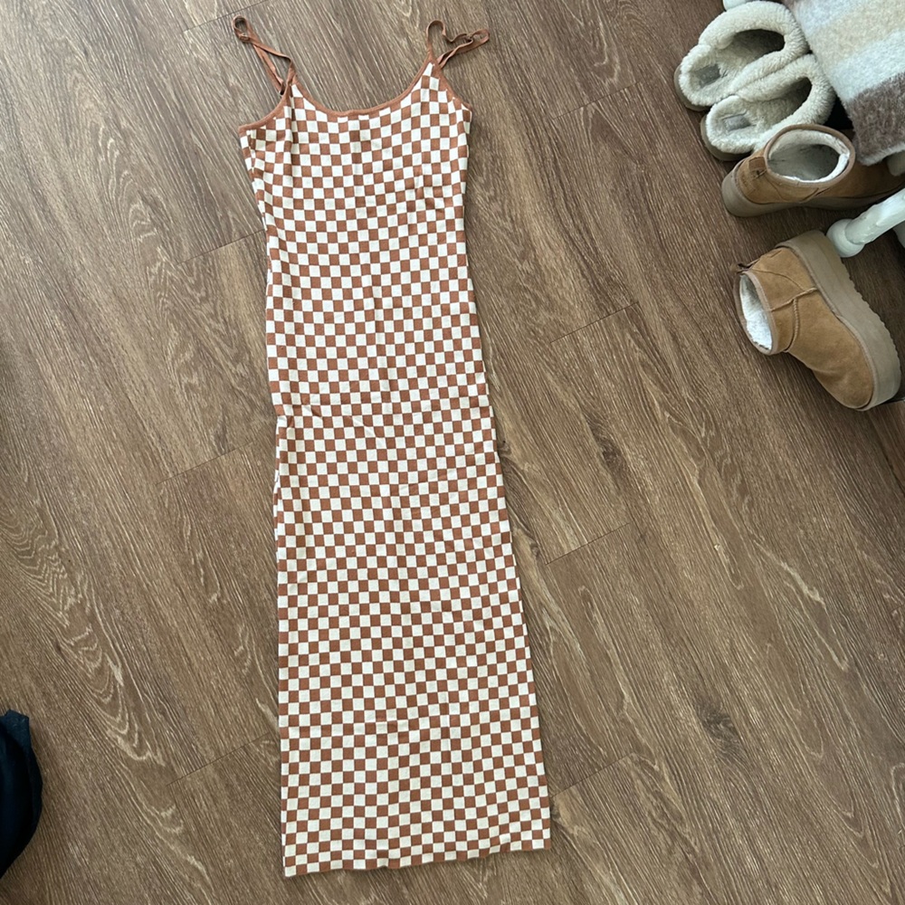 12th tribe checkered maxi dress